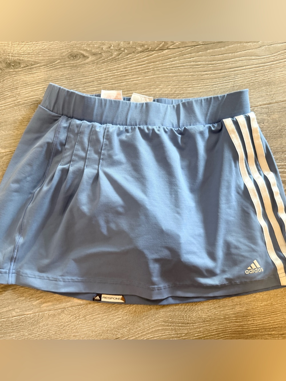 Adidas Girls Light Blue Skort with White Stripes